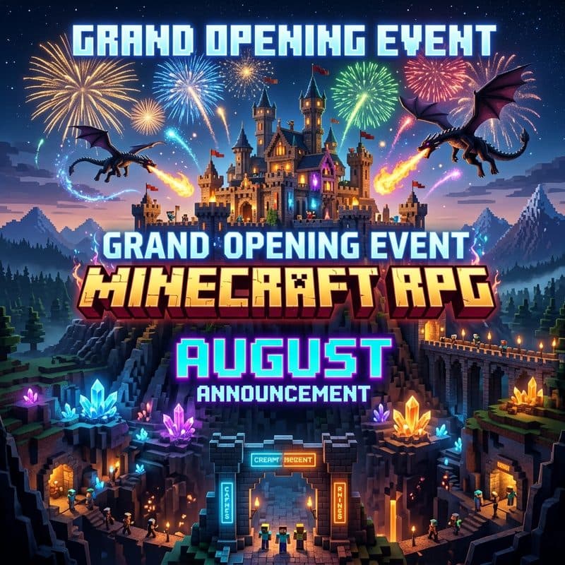 Thông Báo Chính Thức: Khai Mở Server AetherMine Prison RPG Vào 08:00 Ngày 15/08